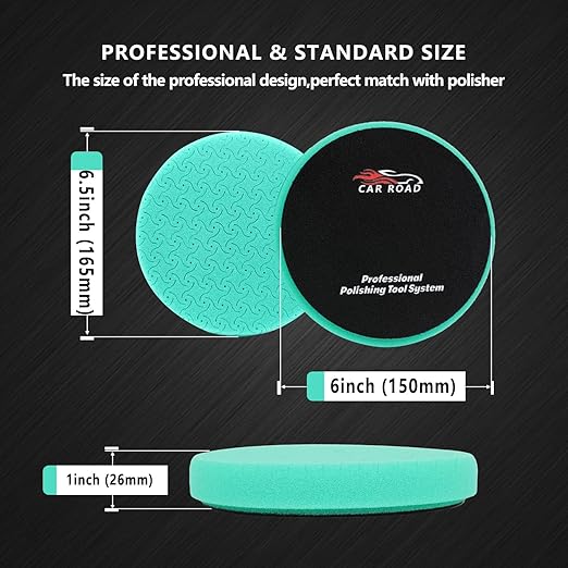 6" Buffing Polishing Pads Kit, 7Pcs 6.5" Backing Plate, Sponge & Woolen Pads - 6" Drill Attachment Set for Car Buffer Polish & Wax (6 Inch (150mm))