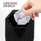 iplusmile Bling Car Trash Can with Lid, Black Rhinestone Sparkly Auto Garbage Bin for Women Girls, Mini Vehicle Waste Container Organizer for Cup Holder, Interior Decor Accessories