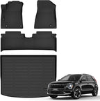 Auxko All Weather Floor Mats Cargo Mat Fit for Kia NIRO EV 2023 2024 2025 TPE Liners NIRO EV Accessories Odorless Anti-Slip Floor Mats Cargo Mat Black