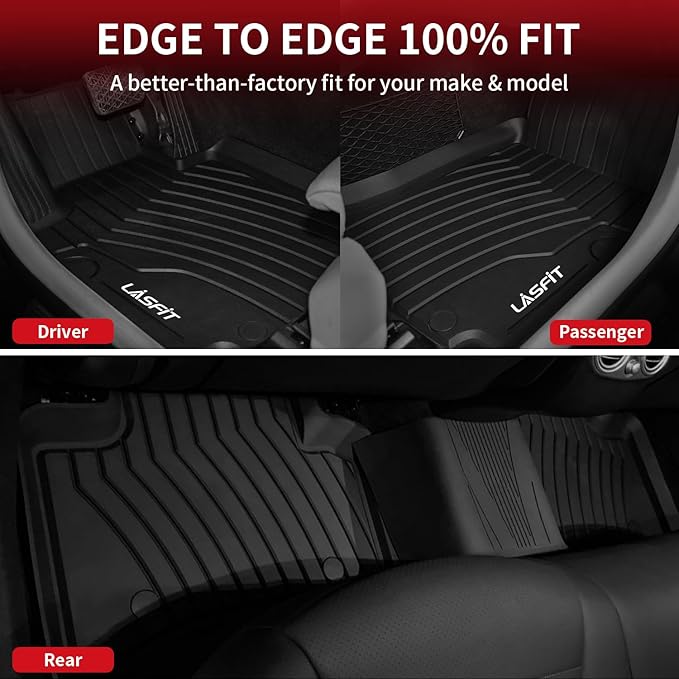 LASFIT Floor Mats & Cargo Mat for Mercedes Benz GLC SUV 2026 2025 2024 2023 GLC300 / GLC43 AMG (Not for Coupe & PHEV), All Weather TPE Car Mats for GLC 2023-2026 Floor Liners & Trunk Mat, Black