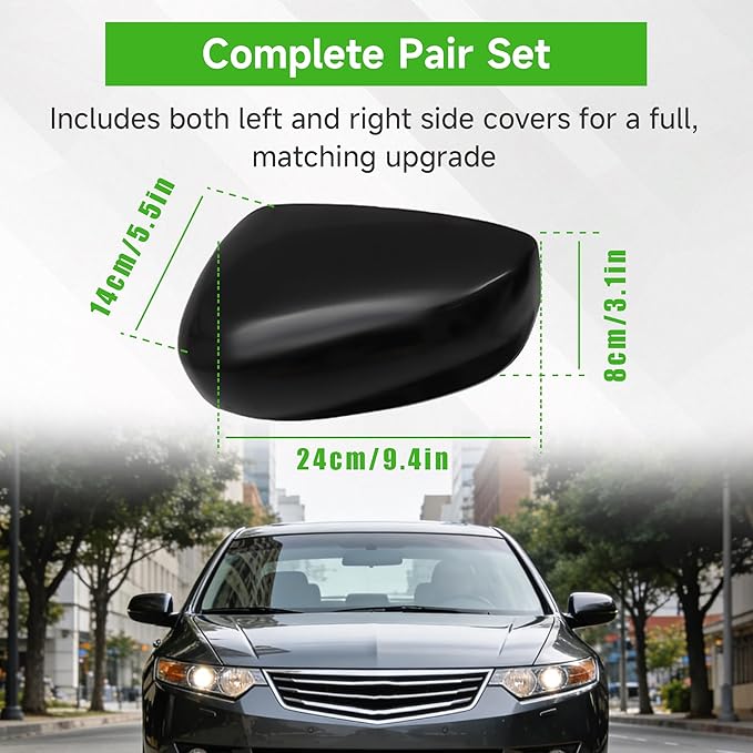munirater 2Pcs Front Driver Side and Passenger Side Rearview Mirror Cover Cap Replacement for 2008-2012 Accord