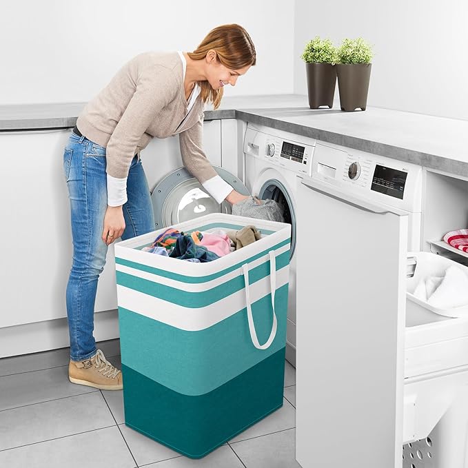 StorageRight Large Collapsible Laundry Basket Hamper with Easy Carry Handles，Freestanding Clothes Hampers for Laundry, Bedroo