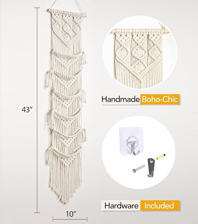 Boho Baseball Cap Hanger-1 Pack-Macrame Hat Organizer for Ball Caps Holder Over Door, Hat Rack for Wall, Cap Rack for Decorat