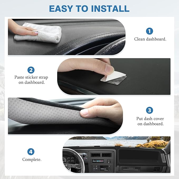 FIILINES Dash Cover for Dodge Dakota 1987-1996, Dashboard Mat Accessories Dash Cover Sunshade Nonslip Mesh Protector No Glare