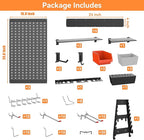 WALMANN 113 PCS Pegboard Wall Organizer Kit with Pegboard Hooks, Bins, Shelves, Pegboard Tools Storage System for Garage, Wor