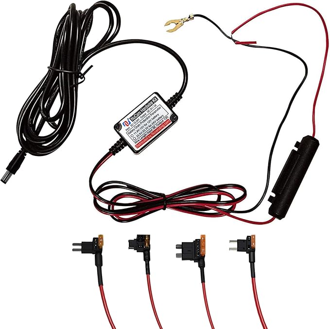 15ft Car Dash Cam Hardwire Kits,DC 5.5mm Head Charge Cable Tools w. Mini(ACS)/LP Mini(ACN)/ATO(ATC or ACU)/Micro2(ACZ) Fuse for NuCam WR & Galaxy Projector etc