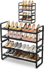 SNTD Shoe Rack - Expandable Shoe Organizer for Closet, Adjustable Metal Shoe Shelf Storage, Stackable Long Shoe Stand Holder 