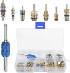 SCUARI 40PCS AC Schrader Valve Kit,AC Valve Core Kit,Car Accessories AC Valve Core Removal Tool,Schrader Valve Removal Tool,A