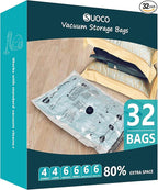 Vacuum Storage Bags, Compression Packing Space Saver Seal Bags for Clothing Bedding Comforters Blankets Pillows, 32 Combo