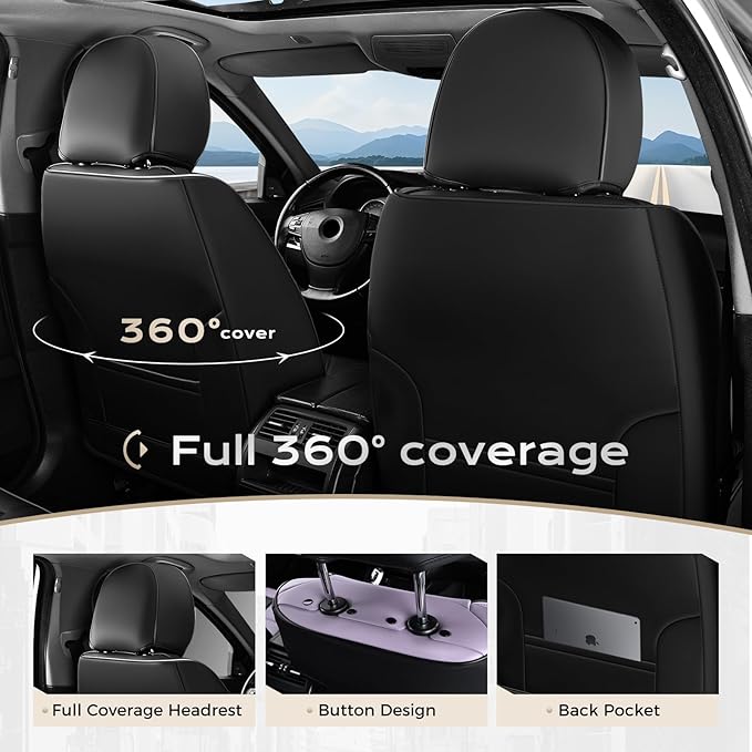 Coverado Car Seat Covers, Front Covers for Cars, Car Seat Cover Front Seats, Automotive Seat Cover, Waterproof, Leather Car S