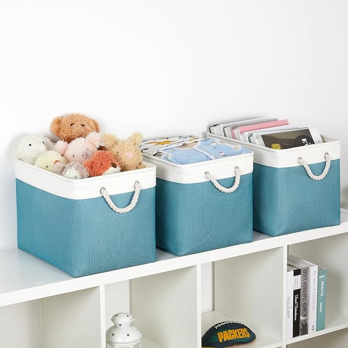 Bidtakay Large Storage Baskets for Shelves 3 Pack 16x11.8x11.8 Inch Storage Bins for Organizing Fabric Storage Cubes for Clos