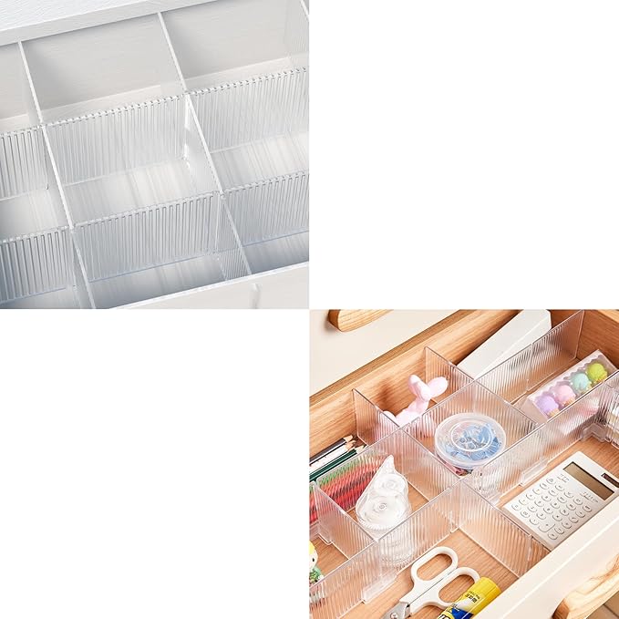 Onerbuy 8pcs Adjustable Grid Drawer Dividers DIY Plastic Closet Separator Tidy Organizer Container 32.5 * 7cm/ 12.8 * 2.8inch