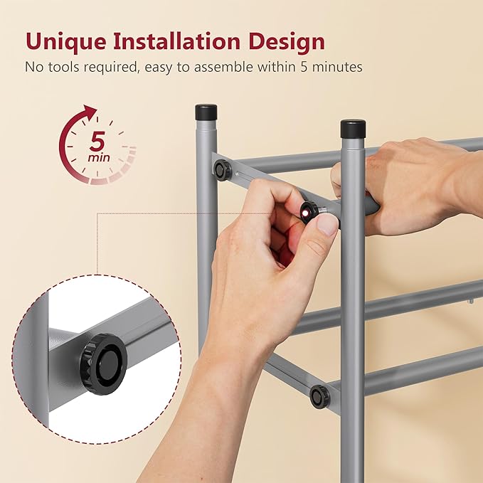 Tajsoon 2 Tier Expandable Shoe Rack for Closet, 28“-41“Adjustable & Stackable Shoe Shelf Storage, Metal Shoe Rack Organizer f