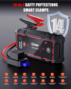 Jump Starter, 5000A Car Battery Jumper Starter Portable, Jump Box Battery Booster with 3 Modes Flashlight, Jumper Cables