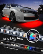 Xprite Car Underglow Neon Accent Strip Lights, 4 Pcs RGB 252 LEDs Underglow Kit with Sound Active Function Music Mode & Wireless Remote, Exterior Car Lights Underbody Lighting for Truck SUV Van