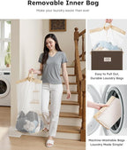 SOLEDI Laundry Hamper with Lid 100L Large & Tall Collapsible Laundry Basket, Clothes Hamper with Bag Removable Easy to Carry,