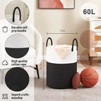 Artfeel Laundry Basket,Woven Cotton Rope Laundry Hamper,60L for Decorative Storage of Dirty Clothes,Toys and Blankets in Bath