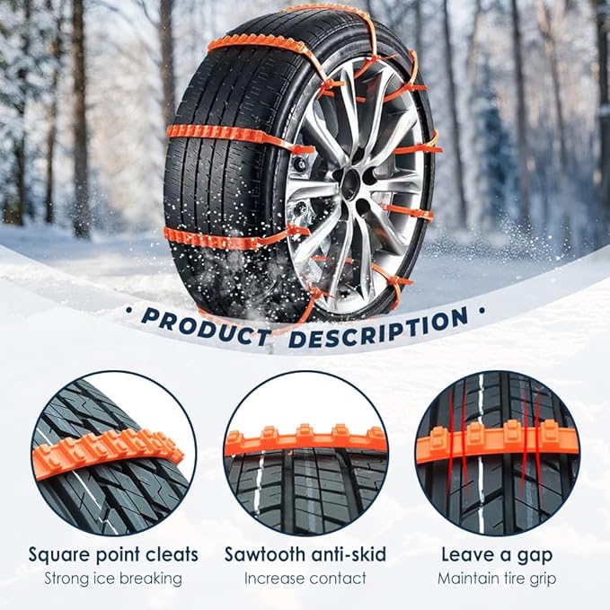 Universal Anti-Skid Snow Tire Chains, 2026 New Portable Emergency Non-Slip Plastic Cable Ties, Snow Tire Chains for Pickup Tr