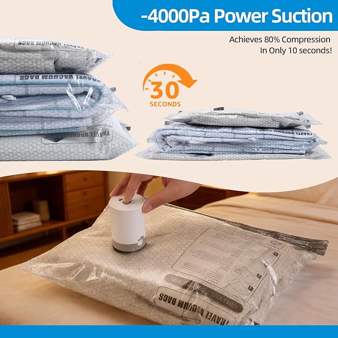 9 Packs Jumbo Vacuum Storage Bags With Vacuum Pump Extra Large Compression Bags for Clothes Bedding, Space Saver for House Mo