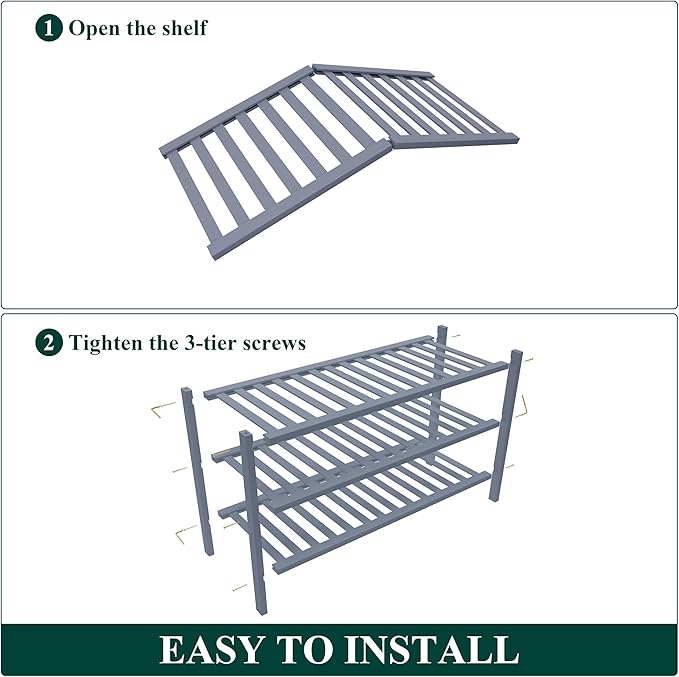 Smiry Bamboo Shoe Rack for Closet, 3 Tier Wooden Stackable Shoe Organizer, Free Standing Shoes Storage Shelf for Entryway, Fr