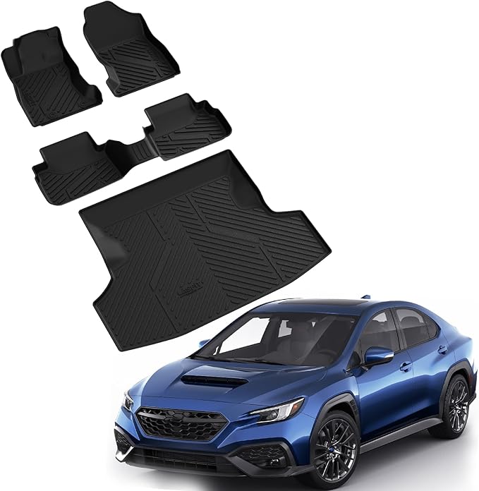 LASFIT Floor Mats & Cargo Mat Fits for Subaru WRX 2026 2025 2024 2023 2022, All Weather TPE Custom Fit Easy Clean Durable No-Curling Floor Liners for WRX 2022-2026 Car Mats & Trunk Mats, Black