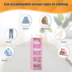 Hanging Closet Organizer, Easy Mount Foldable 5-Shelf Hanging Closet Wardrobe Storage Shelves, Clothes Handbag Shoes Accessor
