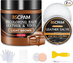 Light Brown Leather Recoloring Balm with 100ml Mink Oil,Leather Couch Scratch Remover,Leather Repair kit for Vinyl Furniture 
