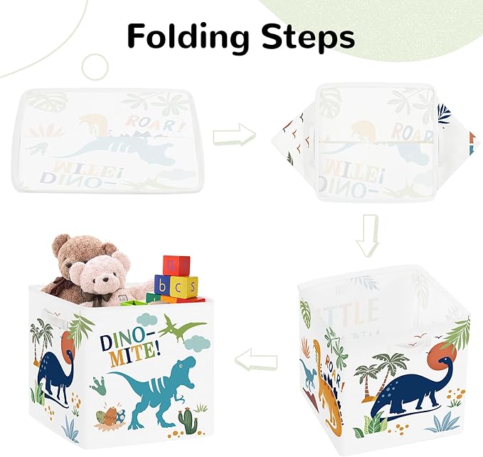 Clastyle 3 pcs Dinosaur Cube Storage Unit Boxes Volcano Kallax Box for Shelves Parents Storage Baskets for Book Clothes Toy O