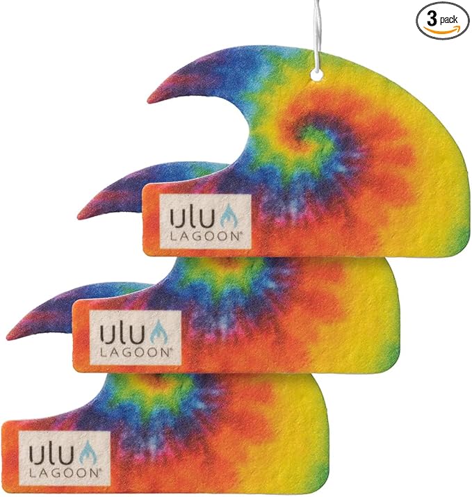 ulu Lagoon Hanging Car Air Freshener | Tropical Beach Coconut Surf Wax Scent Mini Wave | Long Lasting Car Freshener, Closet a