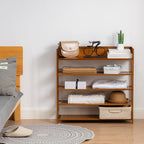 Bamboo Shoe Rack Organizer, 5 Tier Shoe Shelf Storage Organizer, for Entryway, Hallway, and Closet (Brown-31.5)