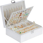 BOOVO Earring Jewelry Box For Women Girl Stud Organizer, 4 Layers Girl Jewelry Organizer Box With Lock Earring Holder Organiz