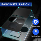 Nestour Upgraded 4PCS Flocked Center Console Organizer Tray Accessories Fit For 2021 2022 2023 Tesla Model 3 Model Y, Armrest Hidden Storage Box, Center Console Wrap Cover Kit.