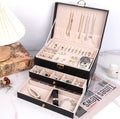 Jewelry Organizer Box for Women, Large Jewelry Organizer with Lock, 3 Tier Storage Box with Velvet Lining, 2 Drawers, Necklac