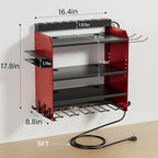 Power Tool Organizer Wall Mount with Charging Station, Garage 4 Drill Storage Shelf with Cordless Tool Holder, Heavy Duty Rac