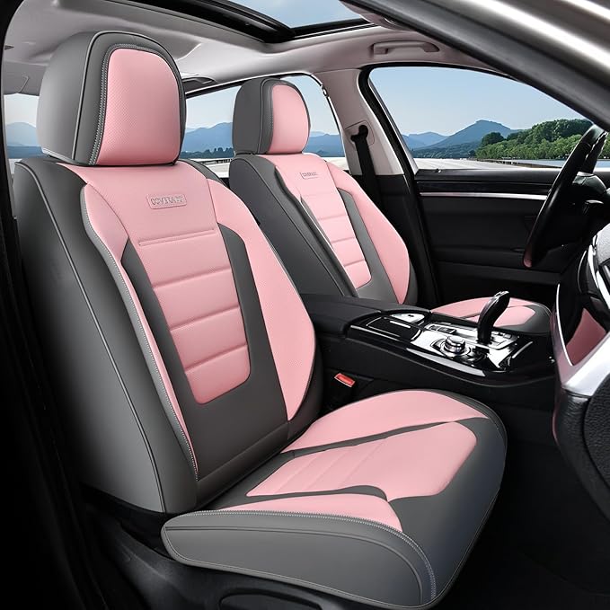 Coverado Car Seat Covers Front, Seat Covers for Cars, Waterproof 2-Pack Car Seat Cushions, Leather Carseat Seat Protectors, U