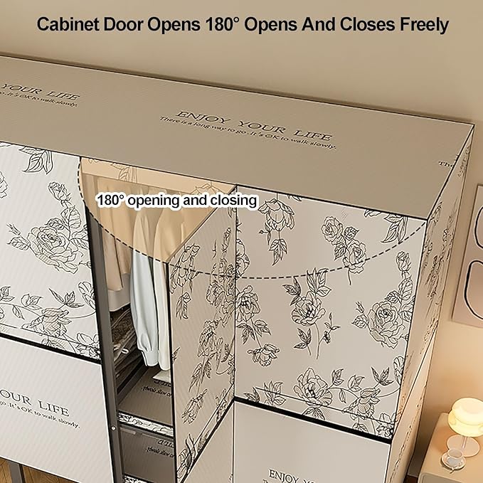 Portable Foldable Wardrobe Closet with Cover, Metal Garment Rack for Clothes Storage, Space-Saving Organizer for Bedroom, 151