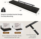 Dreamland 48 Inch Long Floating Shelves in Black,9.3 Inch Deep Floating Shelf for Wall,Large Display & Storage Shelf, Wall Sh
