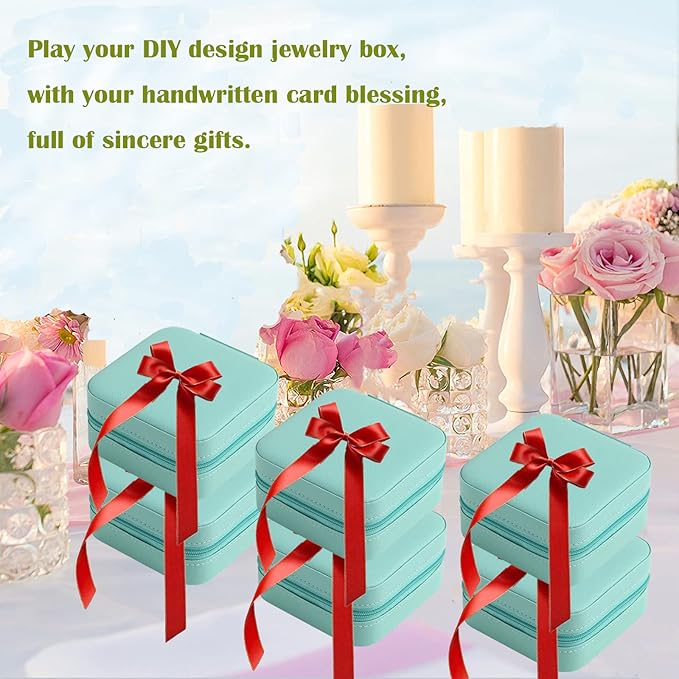 Travel Jewelry Case Bridesmaid Gifts Box,12 Pack Small Jewelry Box Mini Jewelry Organizer,PU Leather Portable Earring Storage