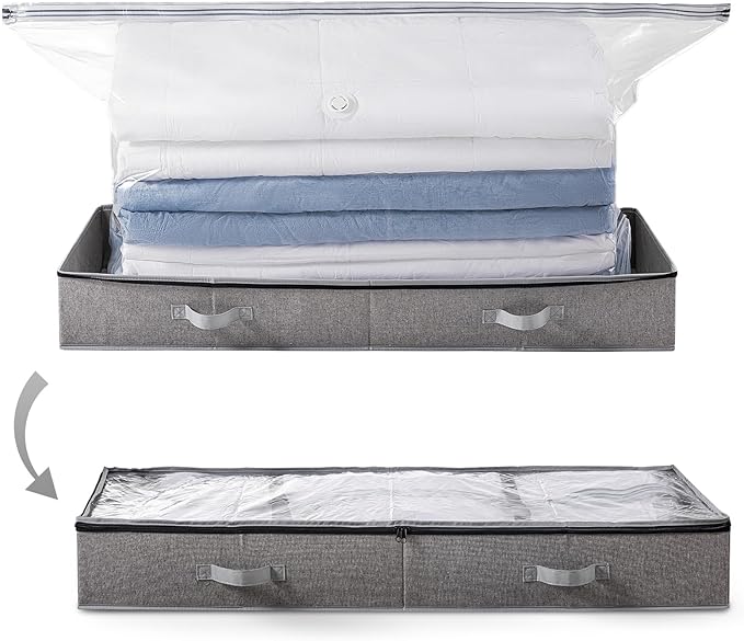 TAILI Under Bed Vacuum Storage Bags for Comforters and Blankets, Save 80% Space, Large Capacity Foldable Under Bed Storage Bo