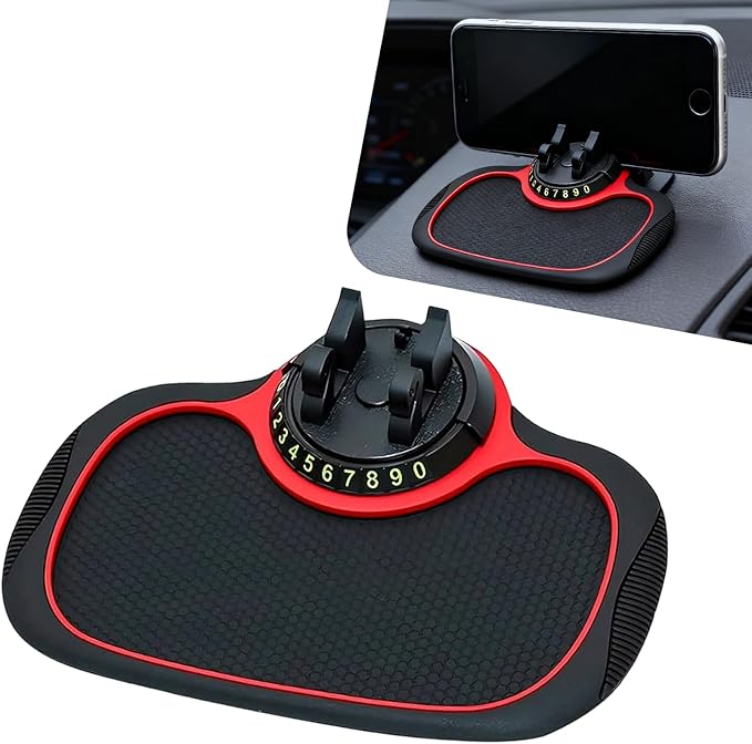 1 PC Multifunctional Car Anti-Slip Mat, PVC Extra Large Pad with Phone Holder, Dashboard Organizer with Temporary Number, Uni