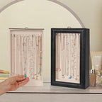 Necklace Organizer Box - 2-Layer Double-Sided Clear Lid Jewelry Storage Case, Anti-Tangle Necklaces Display Holder for Pendan