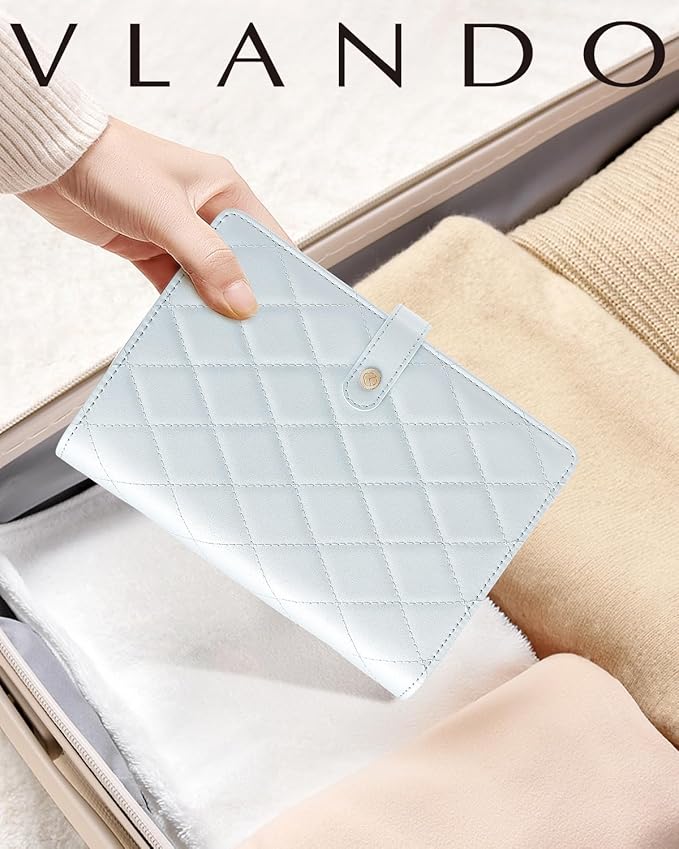 Vlando Travel Jewelry Organizer Case, Foldable Jewelry Bags Jewelry Storage Book Ring Binder with Clear Zipper Velvet Pouch B