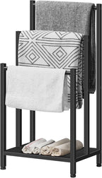 HOOBRO Free Standing Towel Rack, 3 Tier Blanket Rack, Blanket Holder for Bathroom, 16.9" L x 11" W x 31.9" H, Industrial Meta