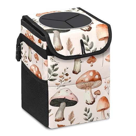 Car Trash Can – Multi-Purpose, Lightweight and Portable with Durable Water-Resistant Coating, No Installation Required, Practical and Ample Capacity, Variety of Colors.Mushroom