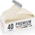 HOUSE DAY Ivory Velvet Hangers 40 Pack, Non Slip Clothes Felt Hanger Heavy Duty for Coat, Premium Slim Space Saving Suit Hang