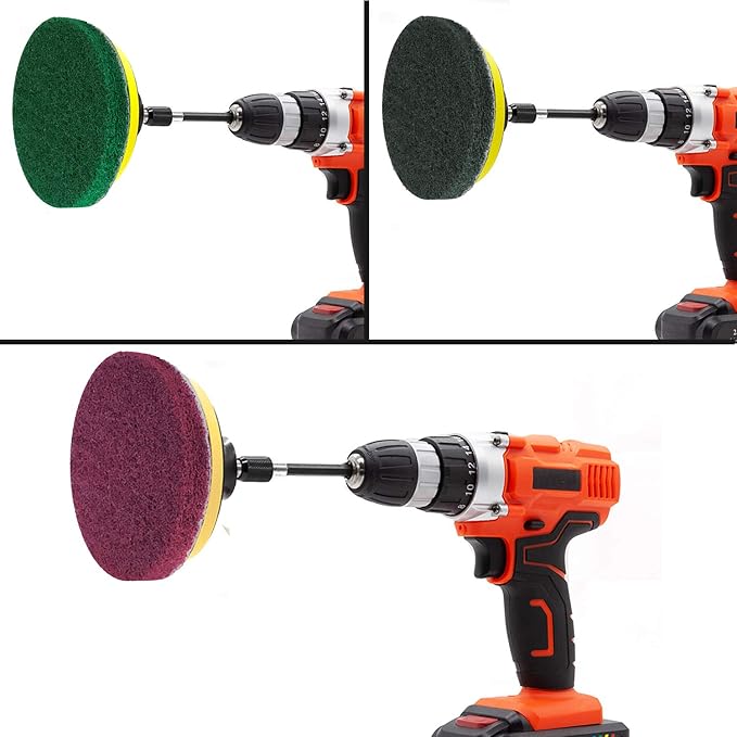 Power Scrubber Pads Drill Attachment, GOH DODD 26 Pieces 4 Inch Headlight Restoration Kit Drill Brush Scouring Cleaning Pads 