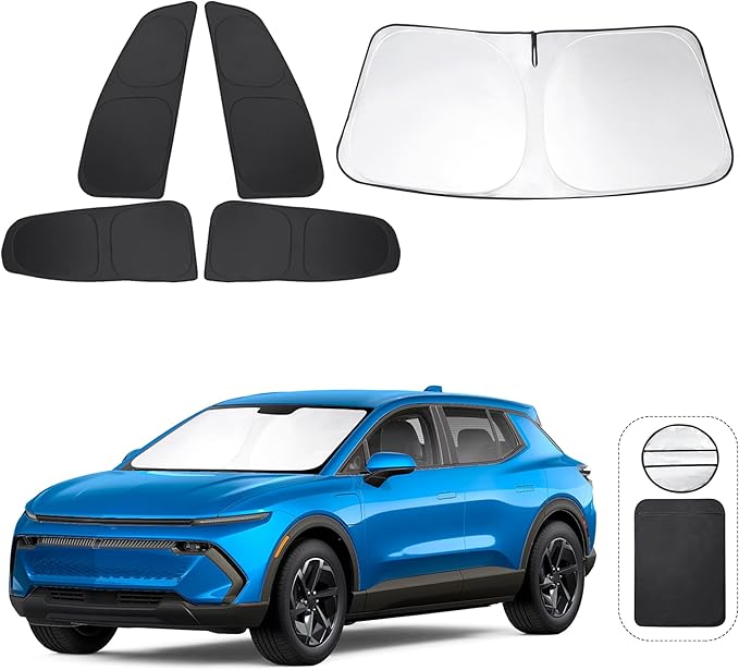 Windshield Sun Shade Car Windshield Foldable Full Windows Coverage Custom Fit for Che-vro-let Equinox EV 2024-2026 Accessories Car Window Shades Block Sun UV Rays 5PCS