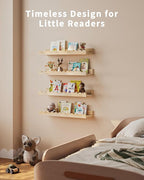Shario Nursery Book Shelves, 4-Pack Wood Floating Shelves for Wall Kids, Scalloped Shelves, Wall Book Shelves for Bedroom Kid