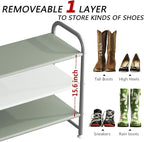 INGIORDAR Shoe Rack 3 Tier Long Storage Organizer Wide Metal Shoe Shelf for Closet Entryway Grey