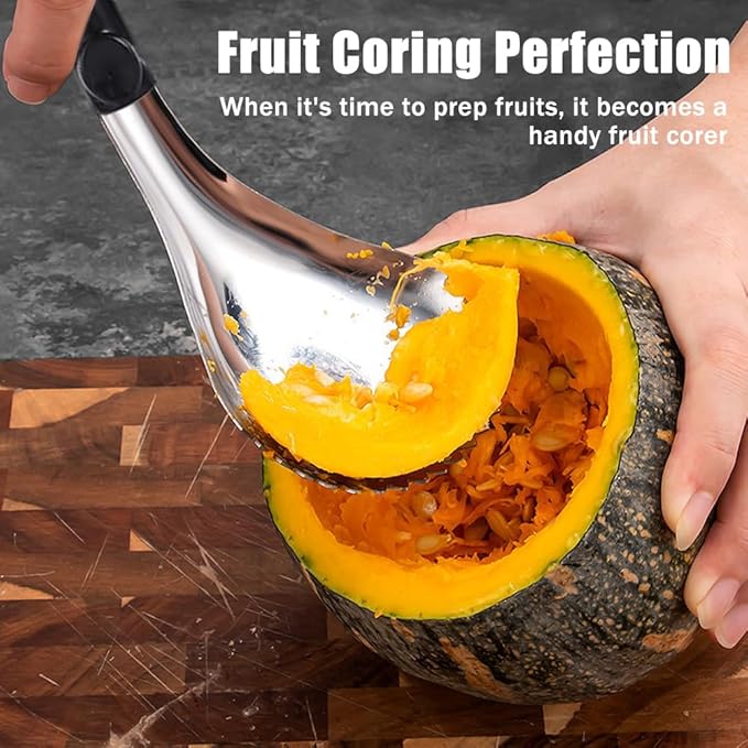 Serrated Ice Crusher Spoon,Multipurpose Metal Ice Scoop Ice Cream Scoop for Smoothies Shaved Ice Frozen Cocktails,Fruit Corer